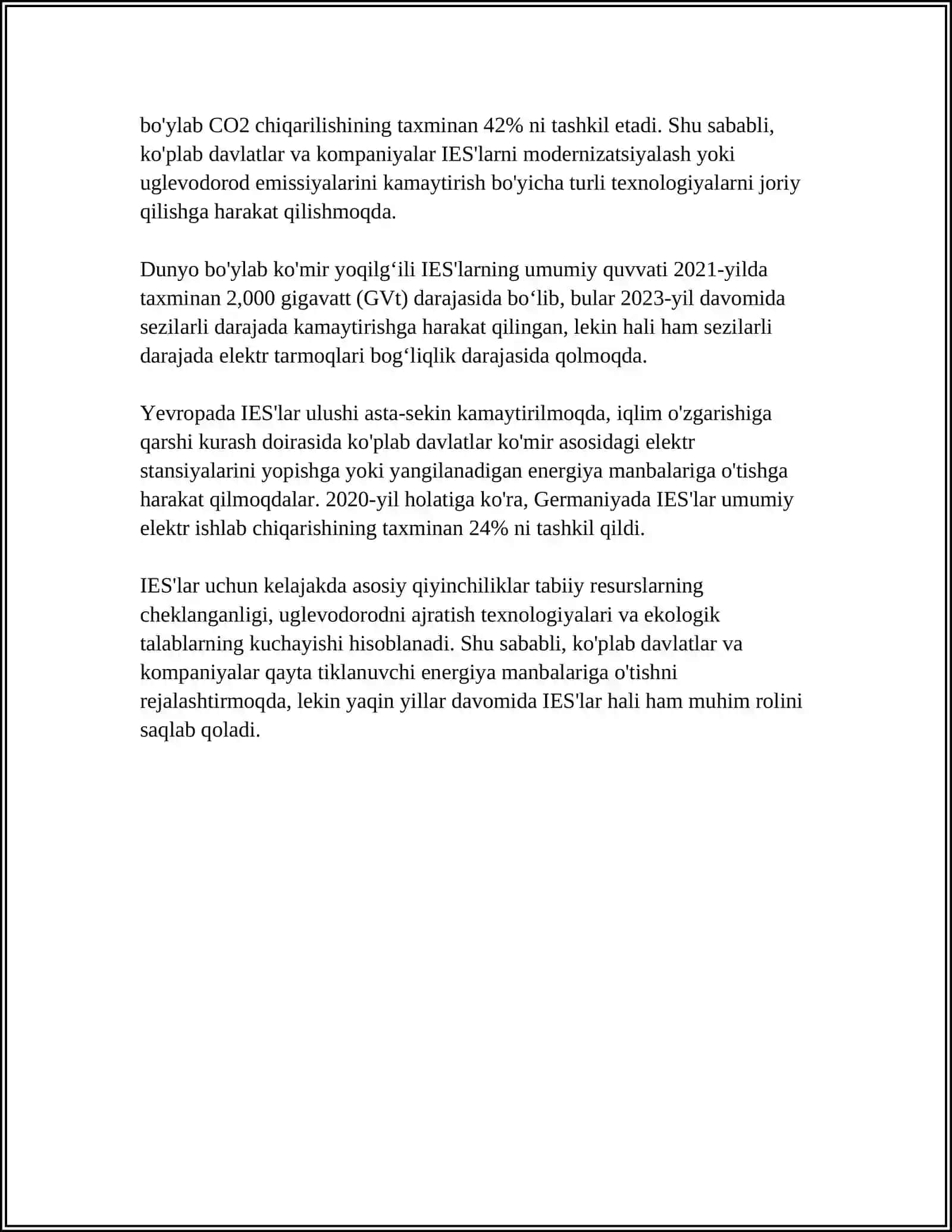 ELEKTR STANSIYALARINING TURLARI, ISSIQLIK, GIDRO, ATOM VA QAYTA TIKLANUVCHI MANBALAR 4