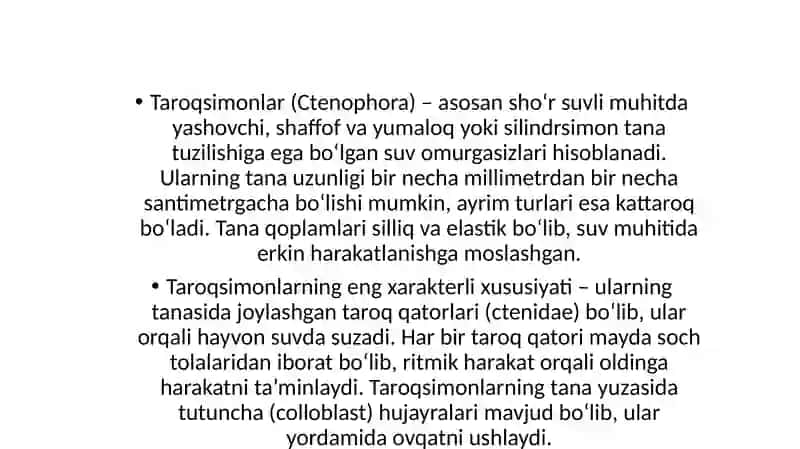 Taroqsimonlar (Ctenophora) 4