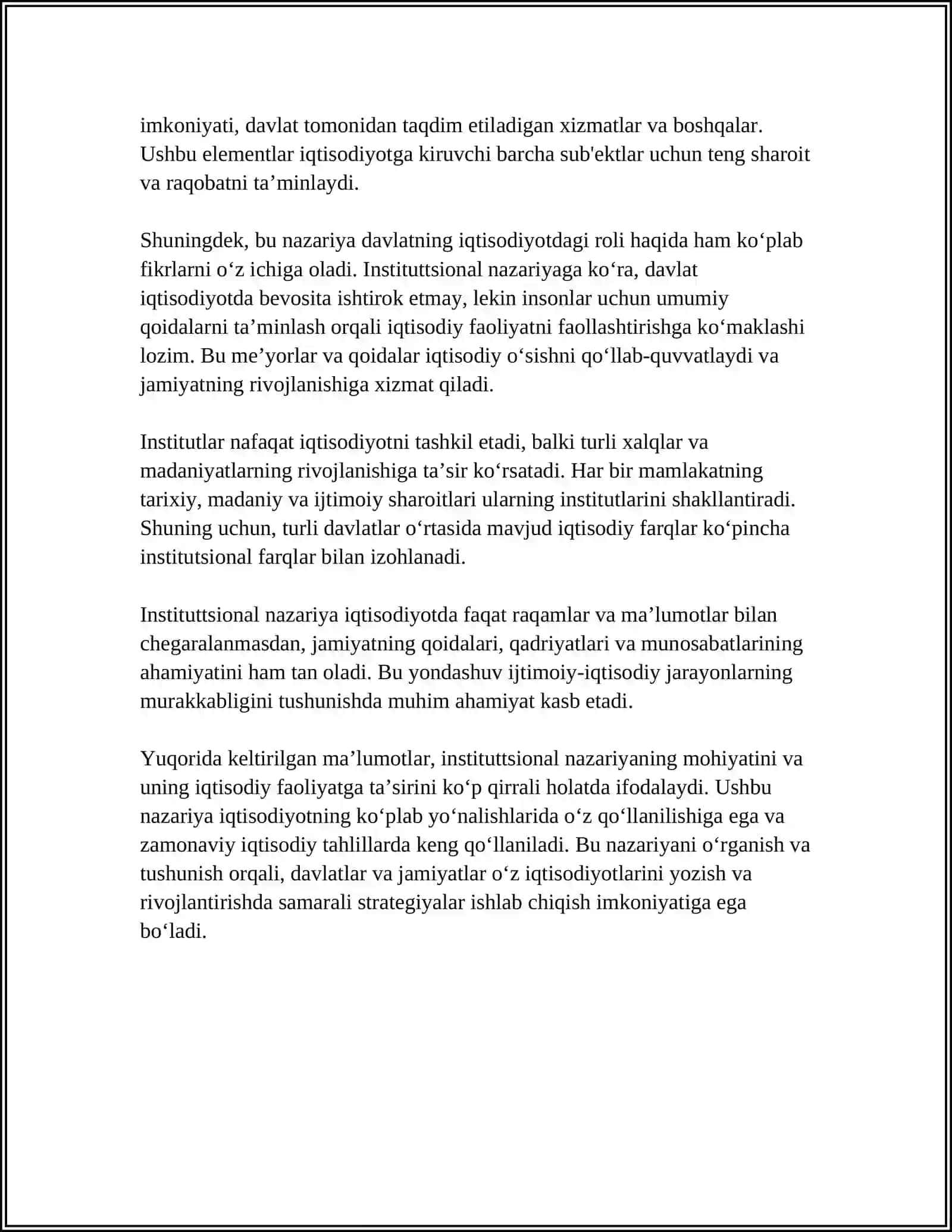 ISTITUTSIONAL NAZARIYANING PREDMETI VA UNING ILMIY IQTISODIY BILIMLAR TIZIMIDA TUTGAN O'RNI 4