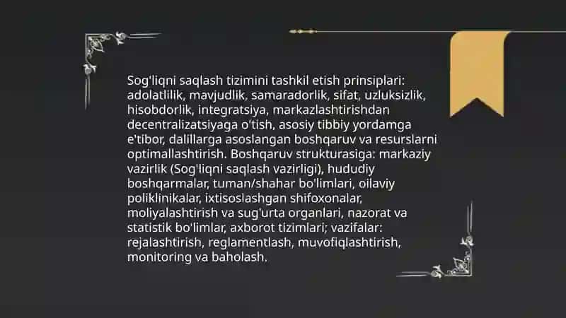 Aholi salomatligi va sog'liqni saqlashni tashkil etish fanining roi va asosiy vazifalari. Tibbiy statistika, uning sog'liqni saqlashdagi ahamiyati, statisuk tadqiqotlar turlari va ularning asosiy vazifalari 4
