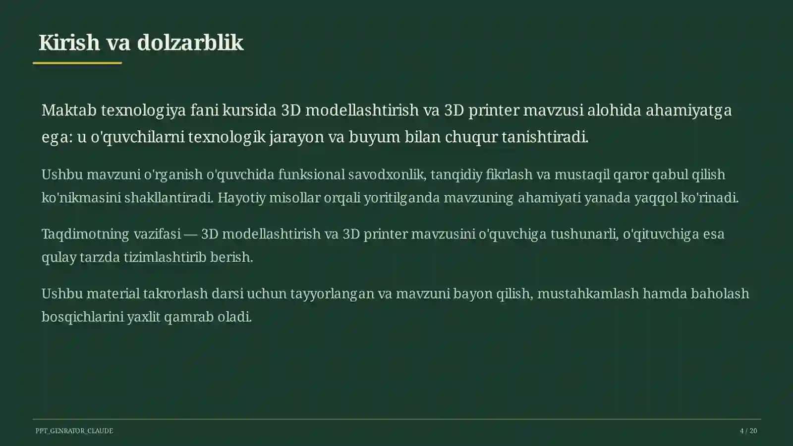 3D modellashtirish va 3D printer (10-sinf) 4