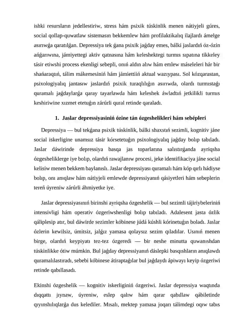 Jaslar ortasındaǵı depressiv jaǵdaylar: mashqalaǵa psixologiyalıq kózqaras 4