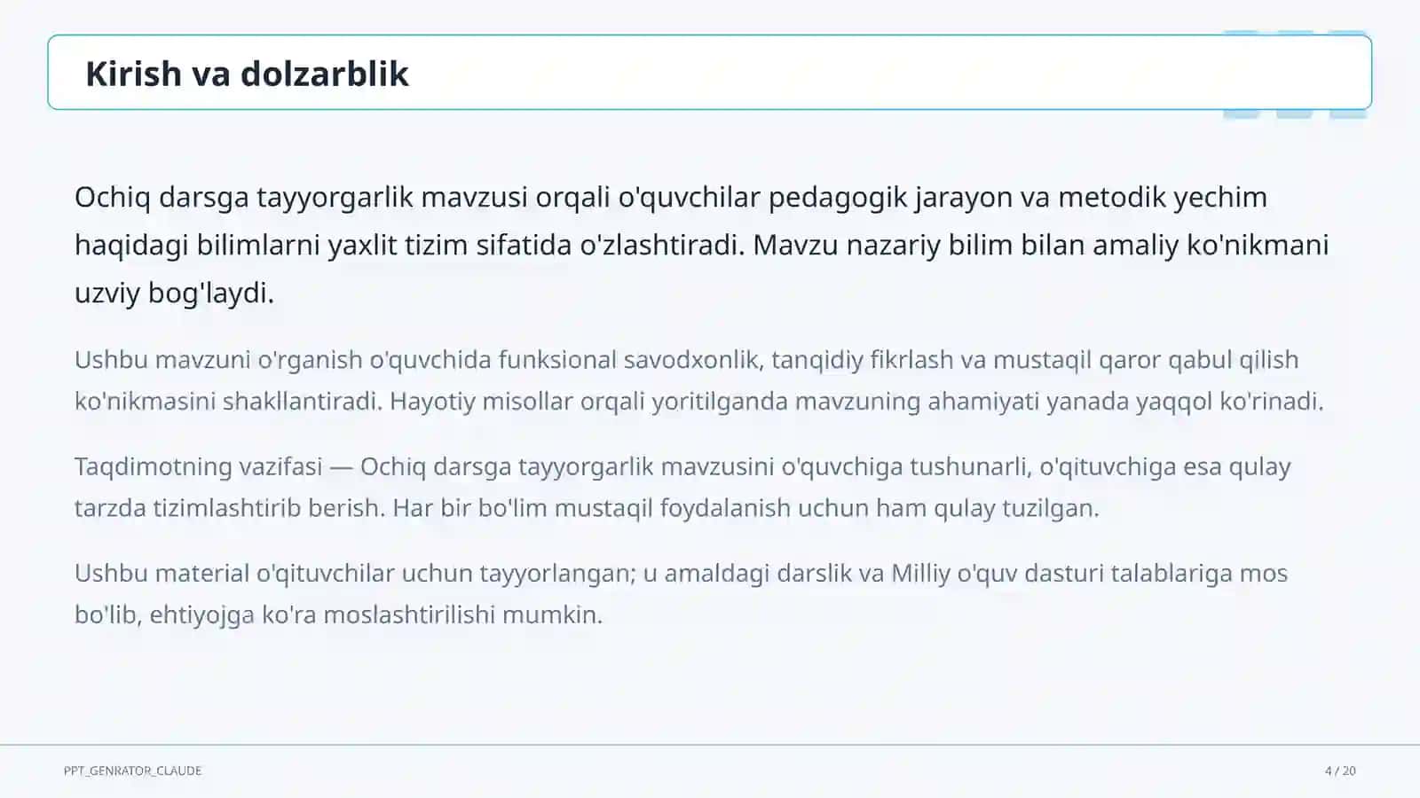 Ochiq darsga tayyorgarlik 4