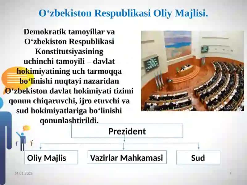O‘ZBEKISTONDA DEMOKRATIK, FUQAROLIK JAMIYATI ASOSLARINING SHAKLLANISHI, AMALGA OSHIRILGAN SIYOSIY ISLOHOTLAR. 4