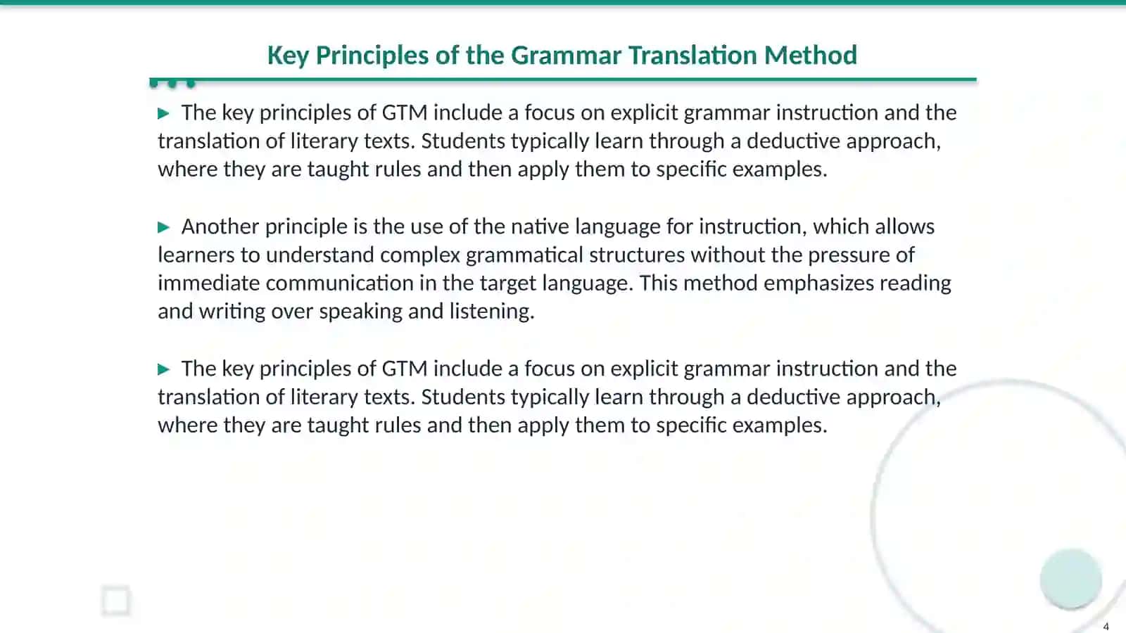 The grammar translation method 4