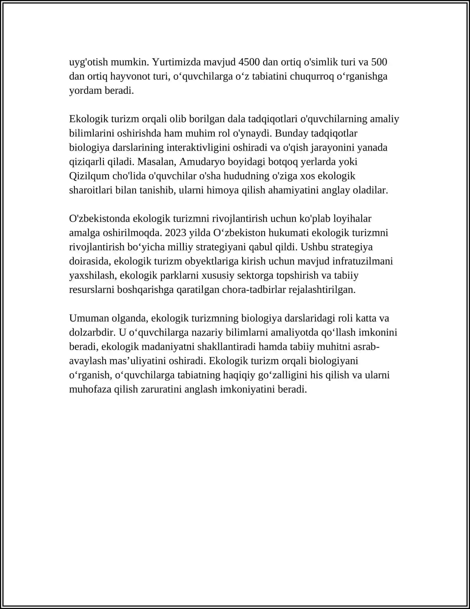 BIOLOGIYA DARSLARI BOʻYICHA EKSKURSIYALAR OʻTKAZISH TARTIBI 4