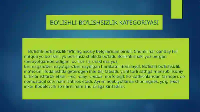 FE’LNING TASNIFLOVCHI KATEGORIYALARI 4