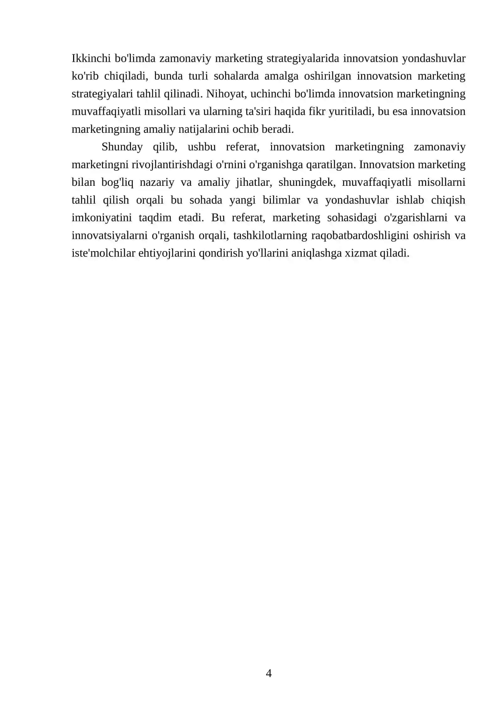 Innovatsion marketing zamonaviy marketingni rivojlantirish yo' nalishi sifatida 4