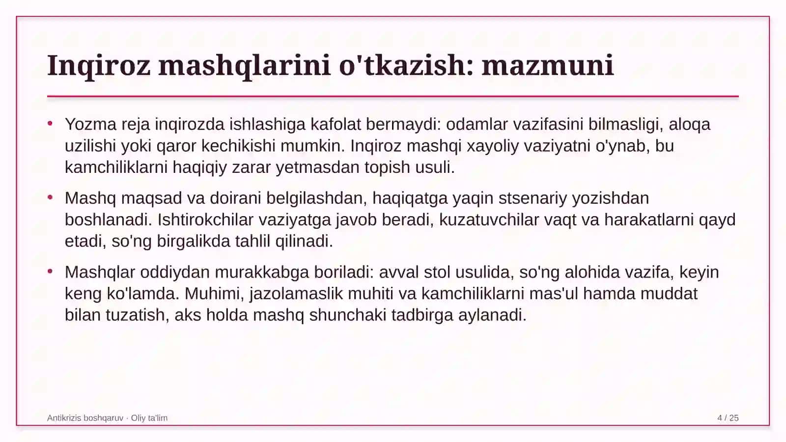 taksi xizmatida inqiroz mashqlarini o'tkazish 2696 4