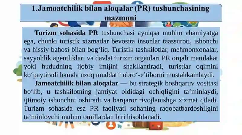 Turizimda jamoatchilik bilan aloqalar etikasi va standartlari 4