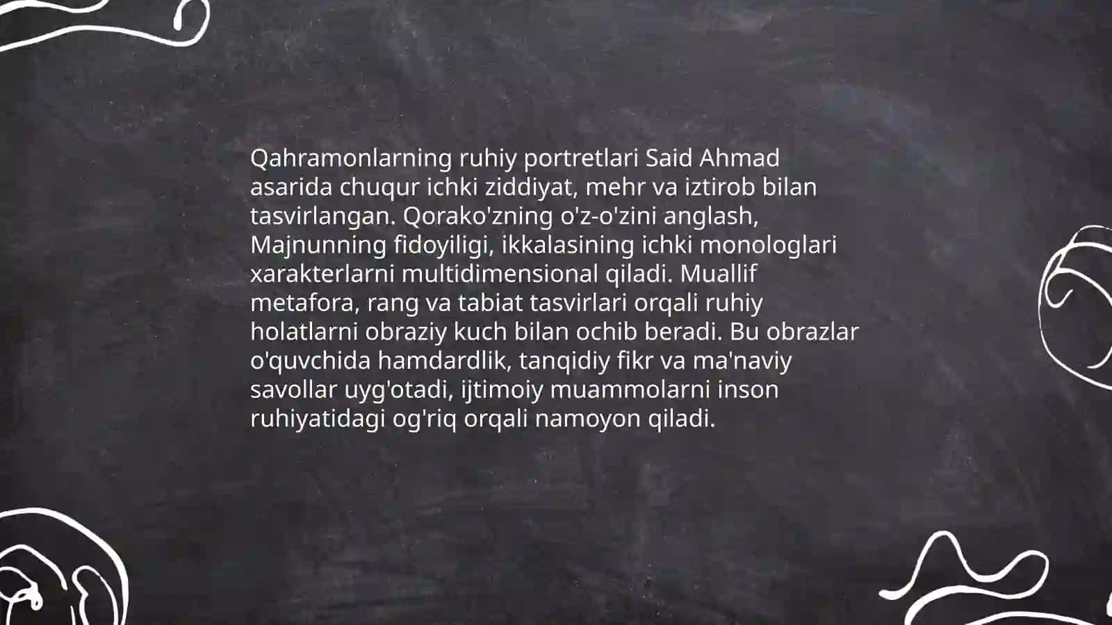 Said Ahmadning Qorakoz majnun asari tahlili rasmdagi mezon buyicha O'ralova Mavluda 4
