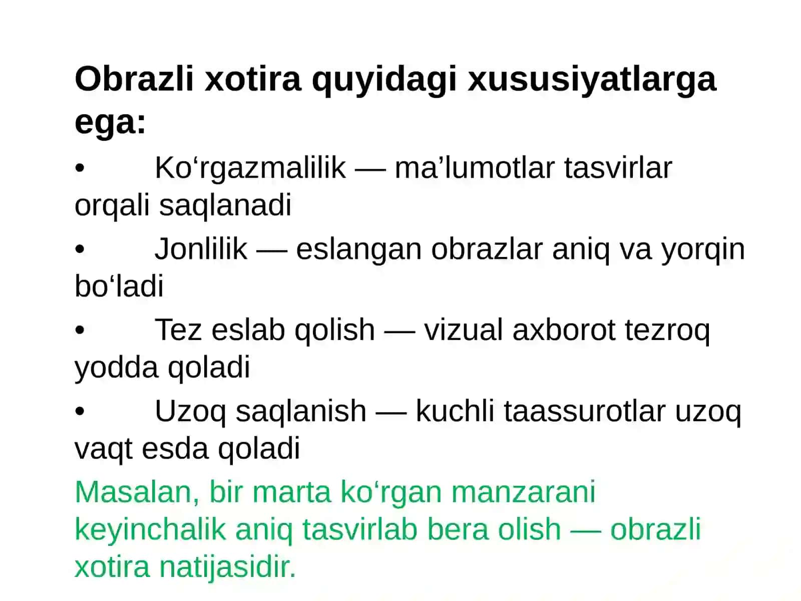 Obrazli xotirani eksperimental o’rganish 4