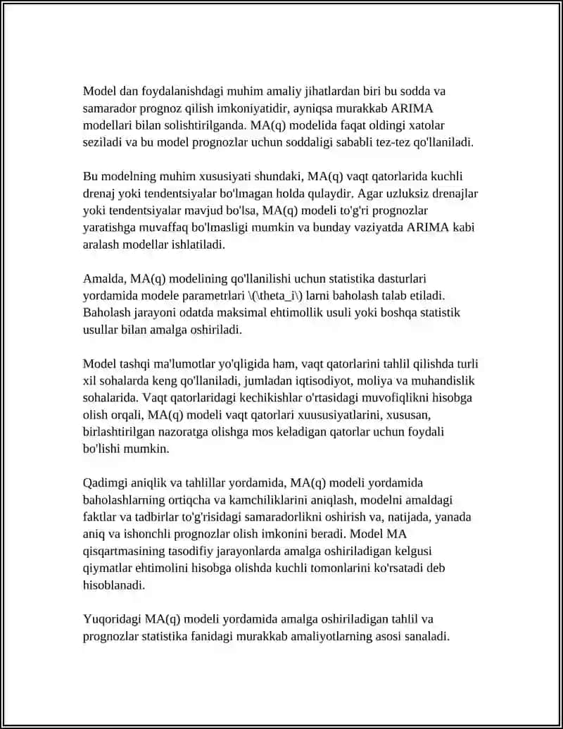 MA REGRESSION MODEL 4