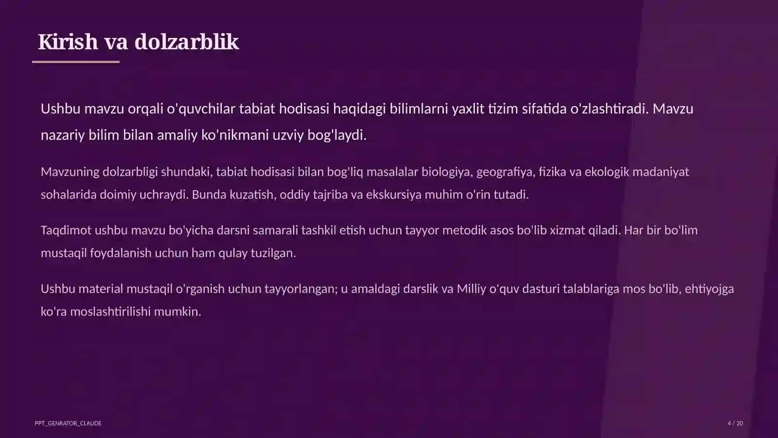 O'zbekistonning tabiiy zonalari: cho'l, tog', vodiy (4-sinf) 4