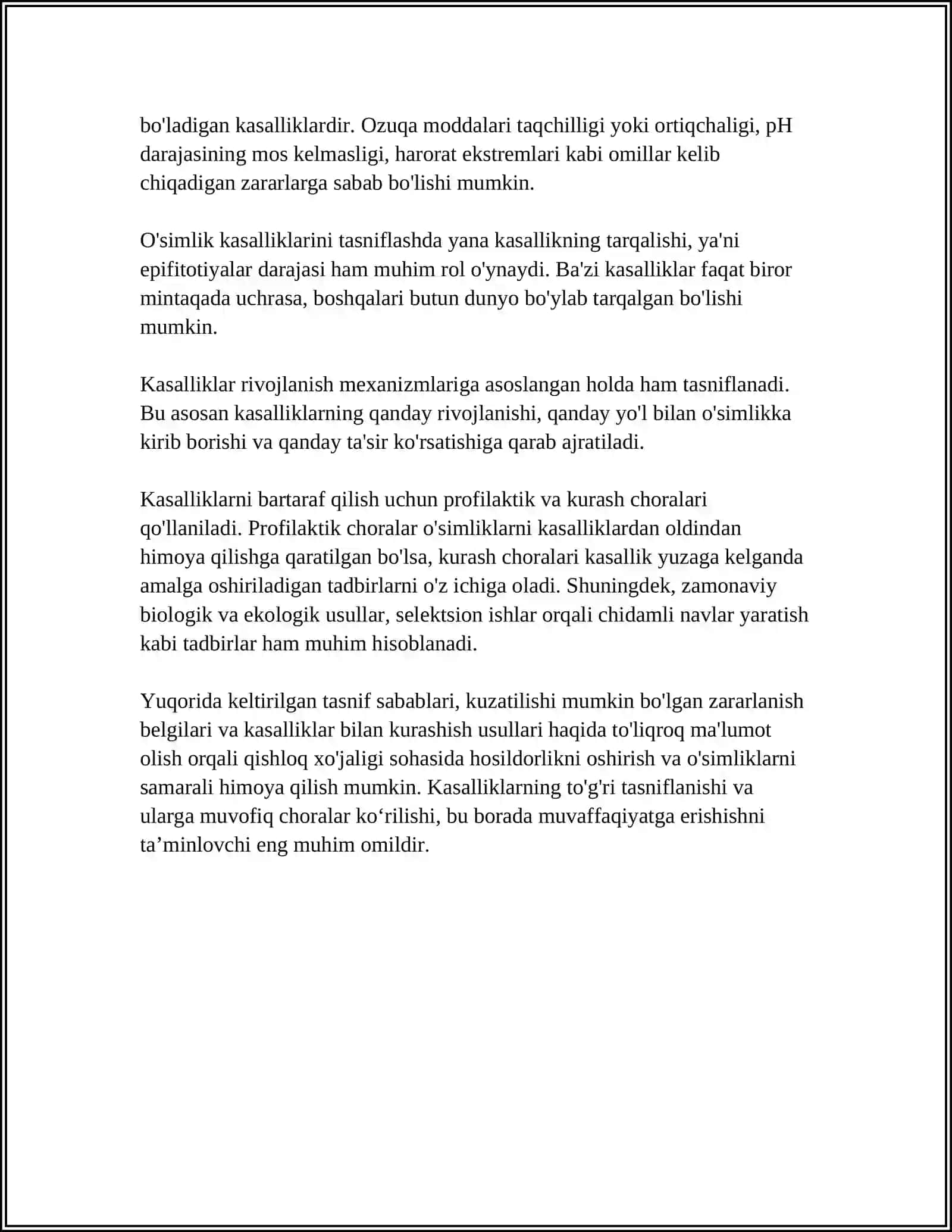 QISHLOQ XO‘JALIK EKINLARI KASALLIKLARI TURLARI BO‘YICHA MA’LUMOTLAR BAZASINI SHAKLLANTIRISH 4