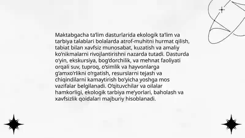 Maktabgacha yoshdagi bolalarni tabiat bilan tanishtirishda davlat talablari 4