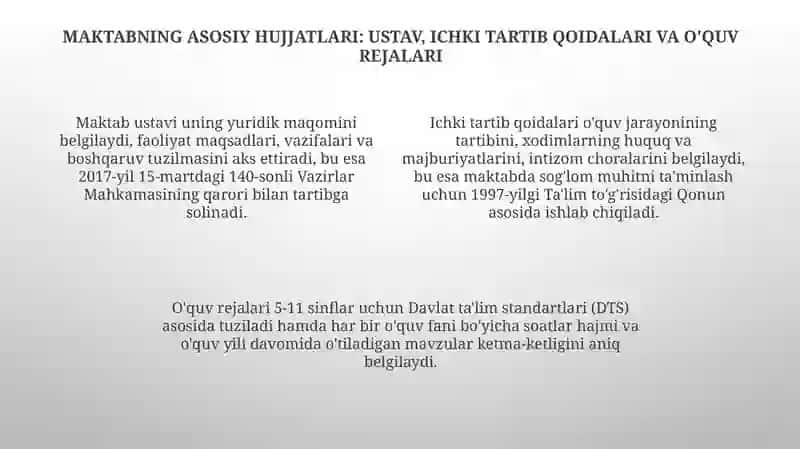 Umumiy oʻrta taʼlim muassalari ish hujjatlari bilan tanishish va tahlil qilish 4