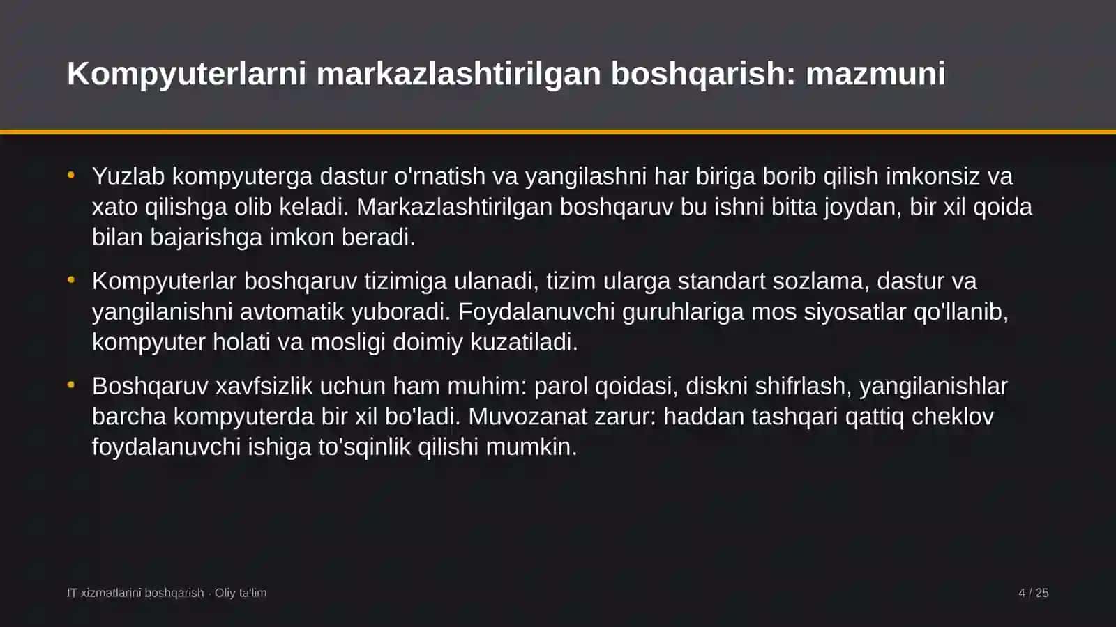 Zargarlik ustaxonalarida foydalanuvchilar kompyuterlarini markazlashtirilgan boshqarish 4