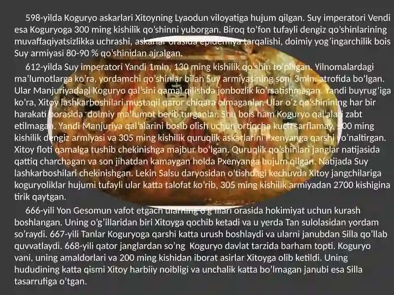 SAMARQAND DAVLAT CHET TILLARI INSTITUTI TARJIMA NAZARIYASI VA AMALIYOTI FAKULTETI FILOLOGIYA VA TILLARNI O’QITISH: KOREYS TILI 104-GURUH XONTO’RAYEVA GULI 4