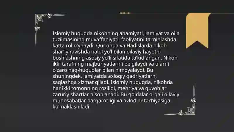 Islom huquqshunosligida oila, nikoh, taloq, idda, zihor tushunchalar 4