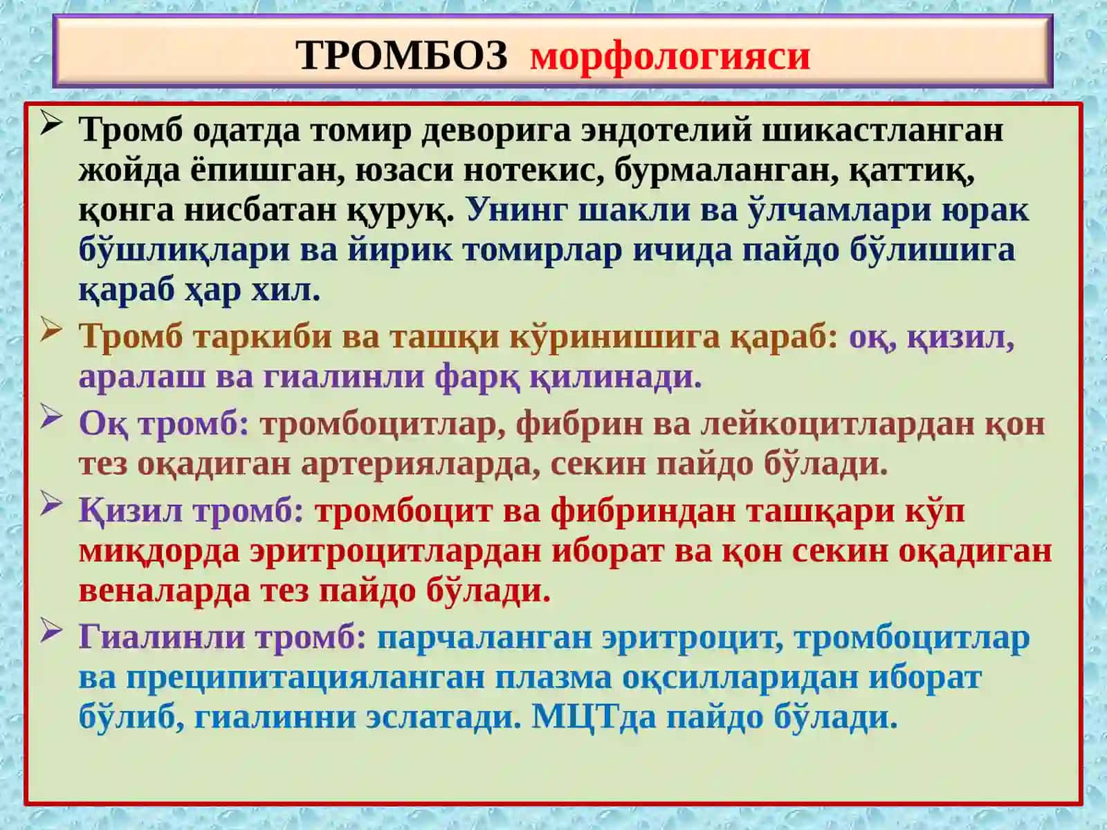 Тромбоз. Эмболия. Стаз. Инфаркт 4