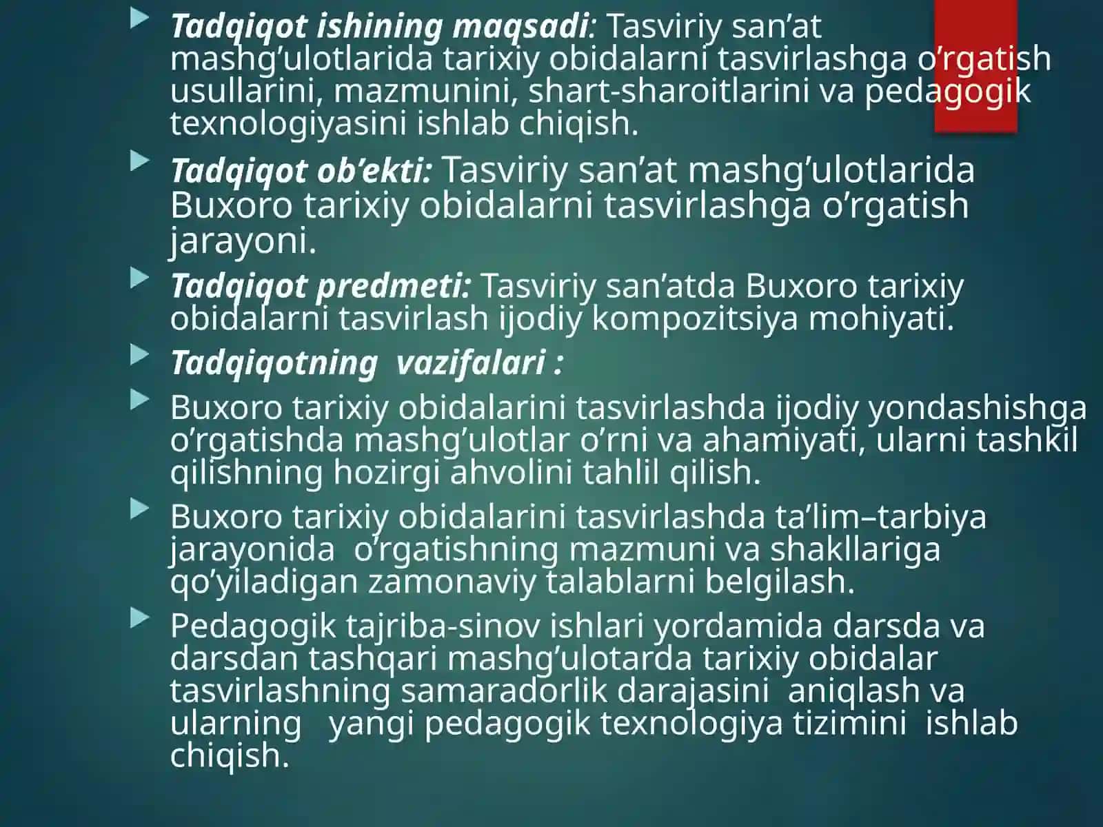 Tasviriy san’at mashg’ulotlarida tarixiy obidalarni tasvirlashga o’rgatish usullari.pptx 4