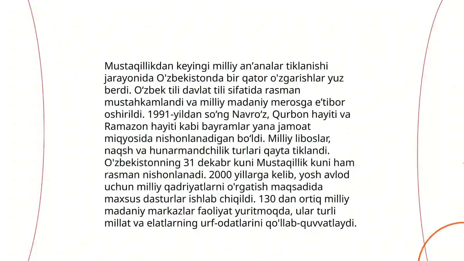 Mustaqillik yillarida Oʻzbekistondagi maʼnaviy va madaniy taraqqiyot 4