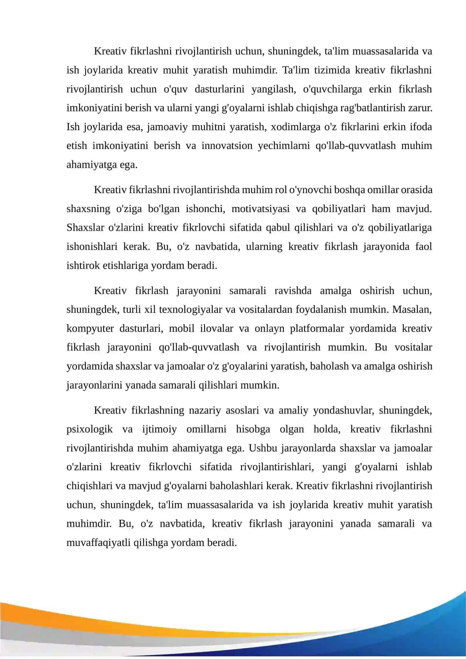 Kreativ fikrlashni rivojlantirish usullari  Nazariy va amaliy yondashuvlar. 4