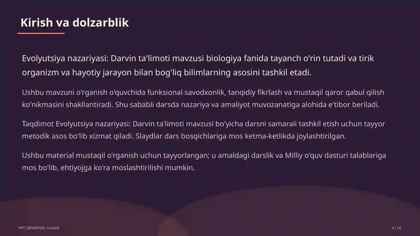 Evolyutsiya nazariyasi: Darvin ta'limoti (10-sinf) 4