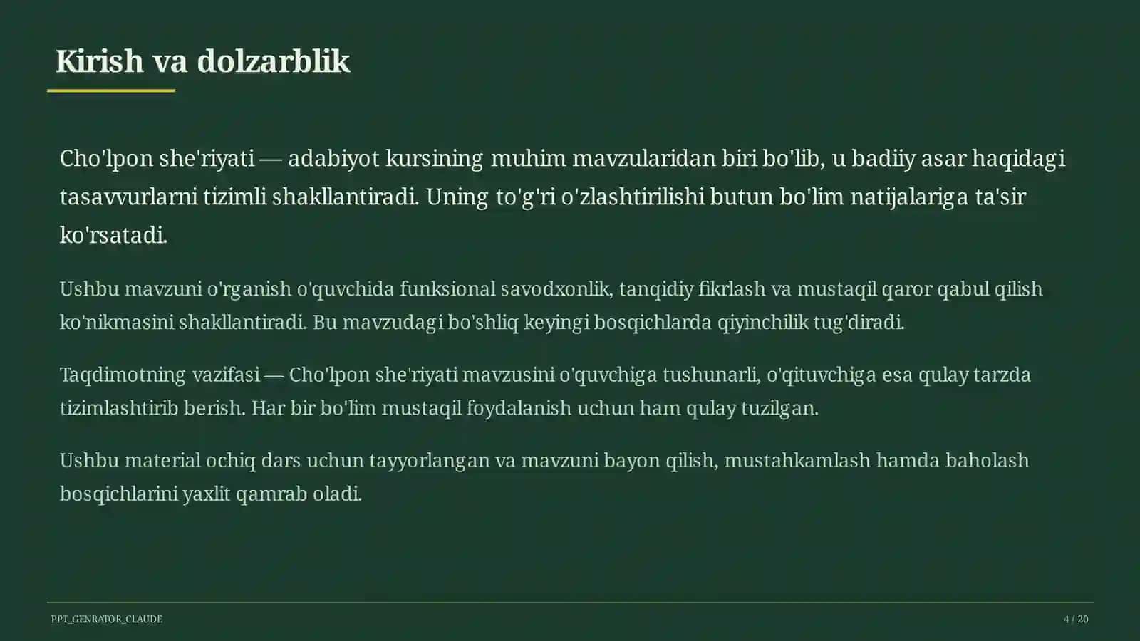 Cho'lpon she'riyati (7-sinf) 4