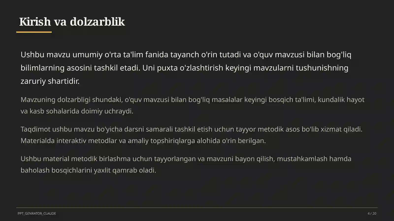 Dolzarb mavzular — maktab va o'qituvchilar 4
