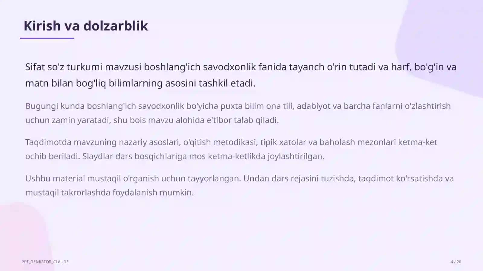 Sifat so'z turkumi (3-sinf) 4