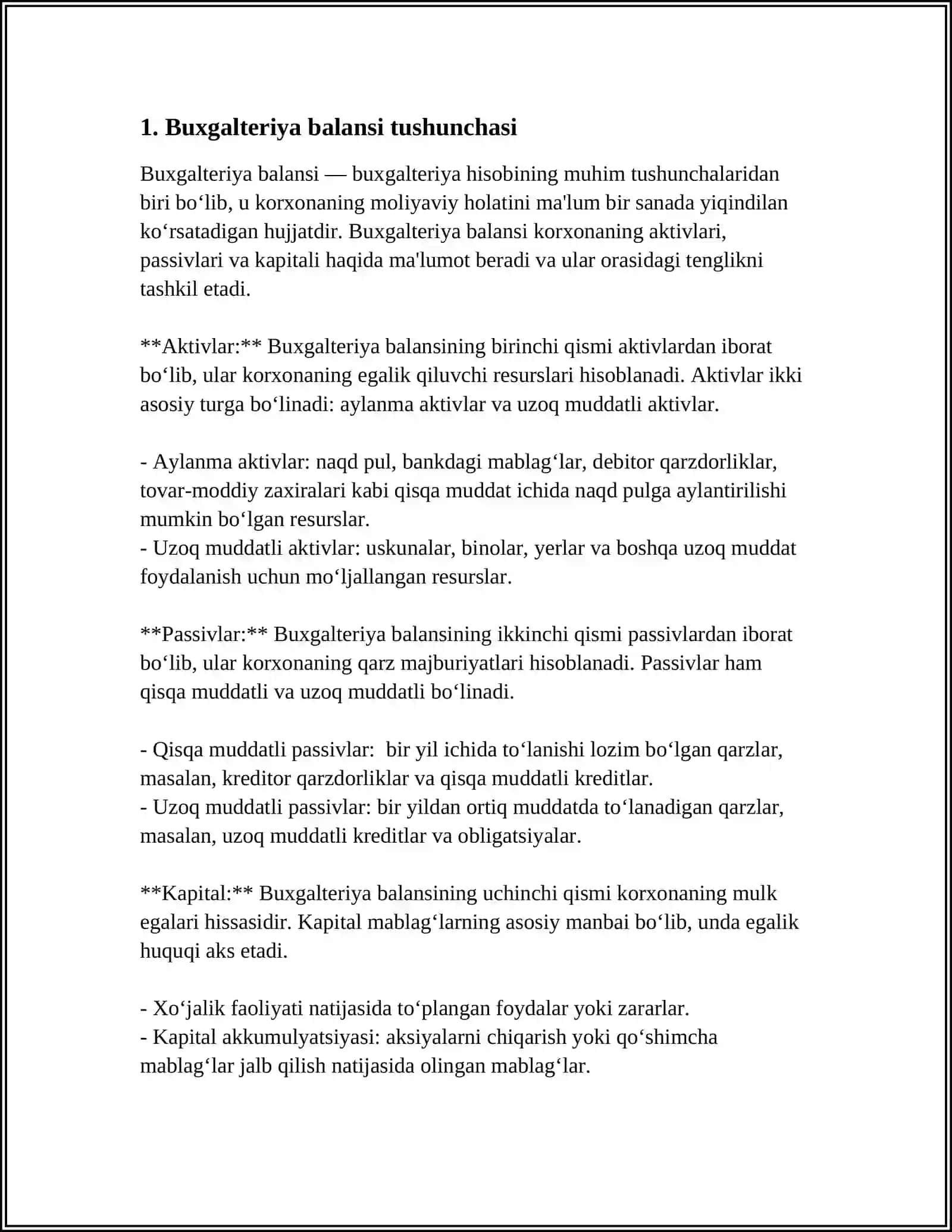BUXGALTERIYA BALANSI, TAHLILI, MAZMUNI VA VAZIFALARI 4