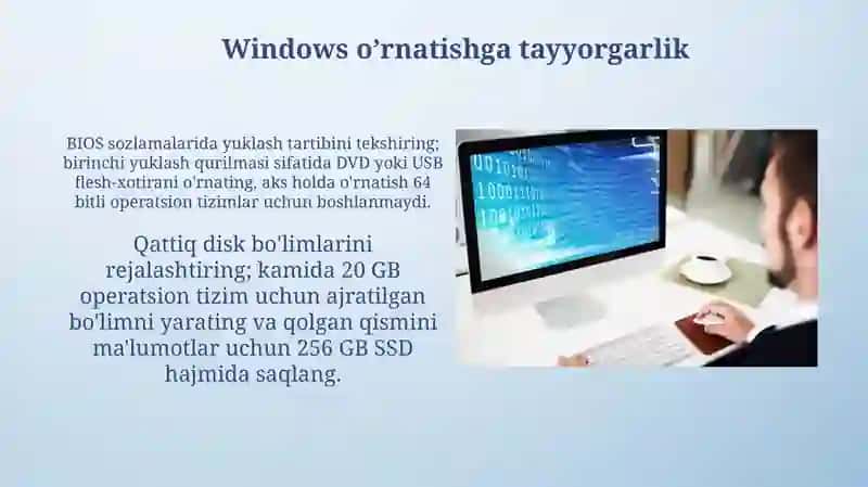 Windows operatsion tizimini o'rnatish 4