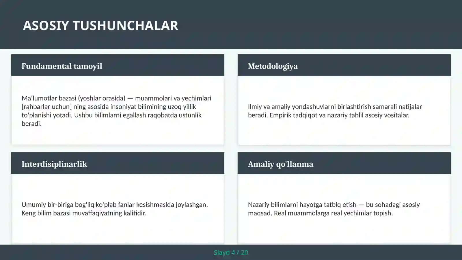 Ma'lumotlar bazasi (yoshlar orasida) — muammolari va yechimlari [rahbarlar uchun] 4