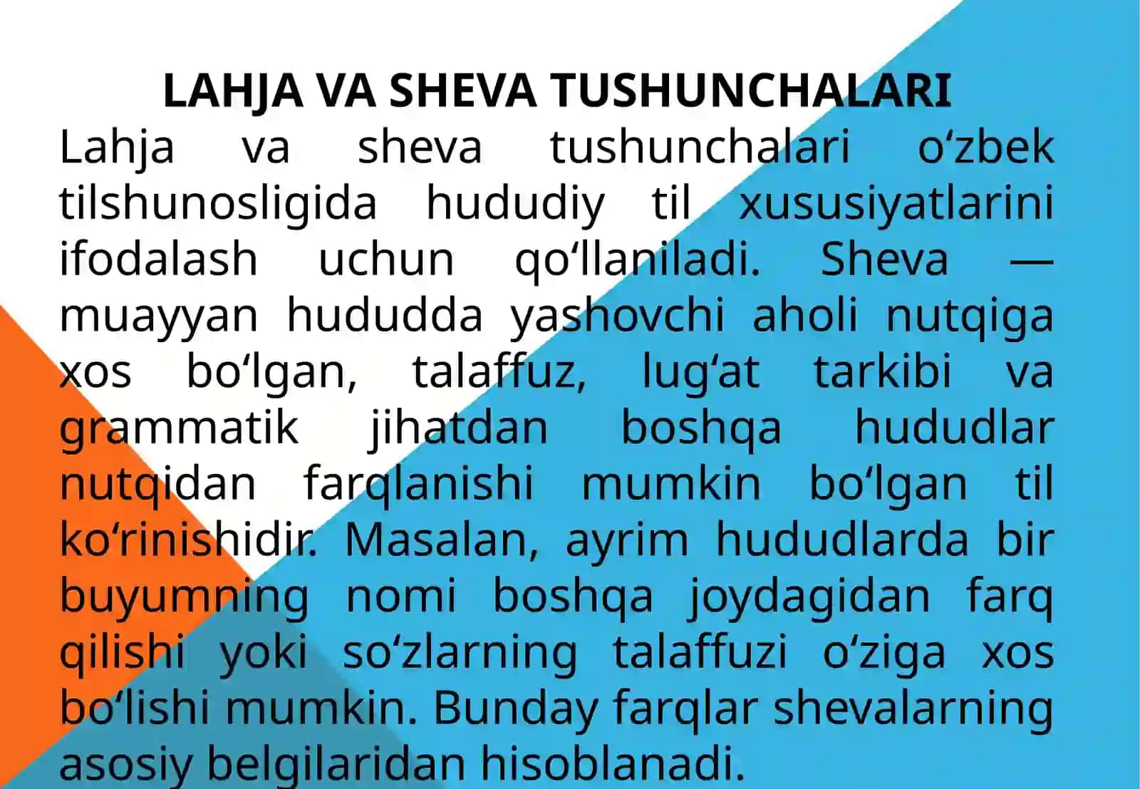 O‘zbek tilining lahja va shevalari. Publisistik uslub va uning o‘ziga xos belgilari. 4