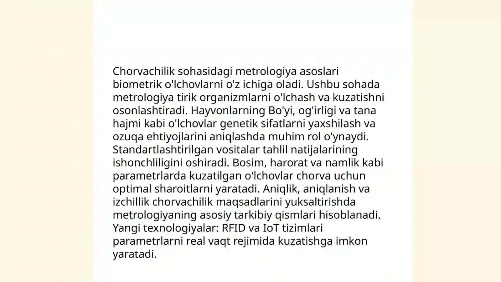 Chorvachilik Mahsulotlarini Standartlashtirish va Metrologiya 4