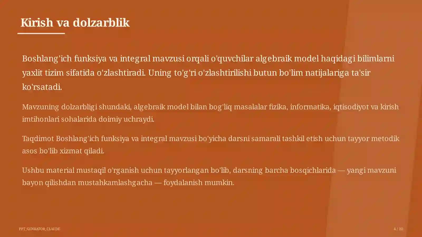Boshlang'ich funksiya va integral (11-sinf) 4