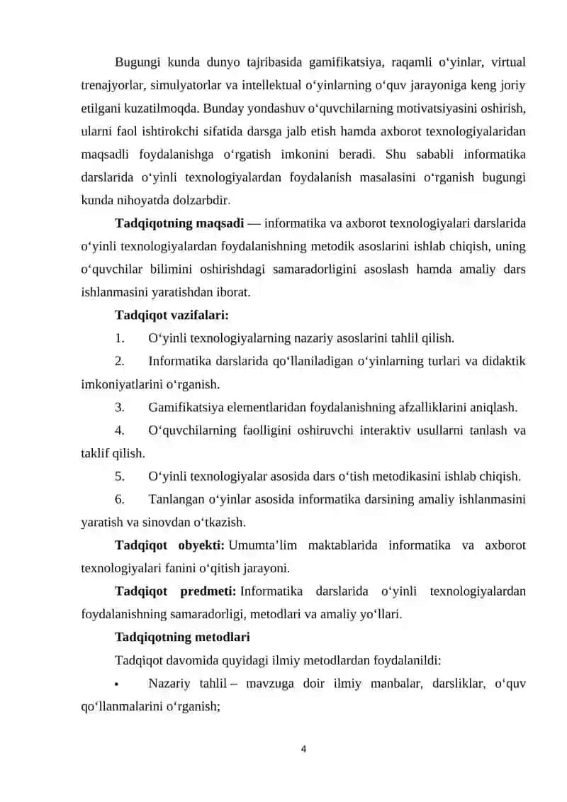 Informatika va axborat texnalogiyalari darslarida o‘yinli texnologiyalardan foydalanish 4