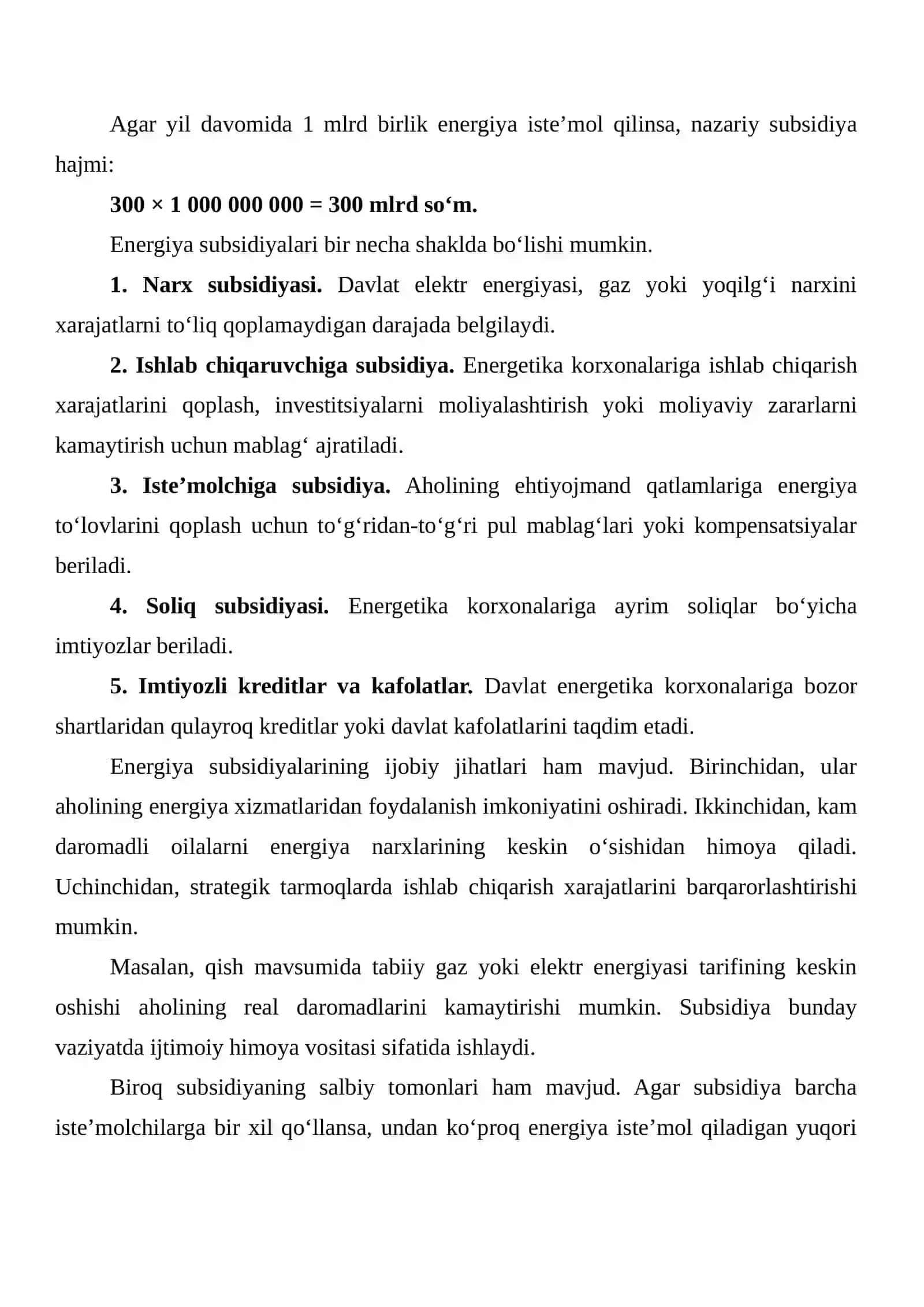ENERGIYA SUBSIDIYALARI VA ULARNI ISLOH QILISH 4