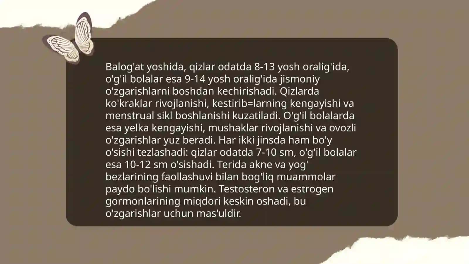 Balog'at yoshi haqida ruhiy jismoniy va jinsiy rivojlanish davri 4