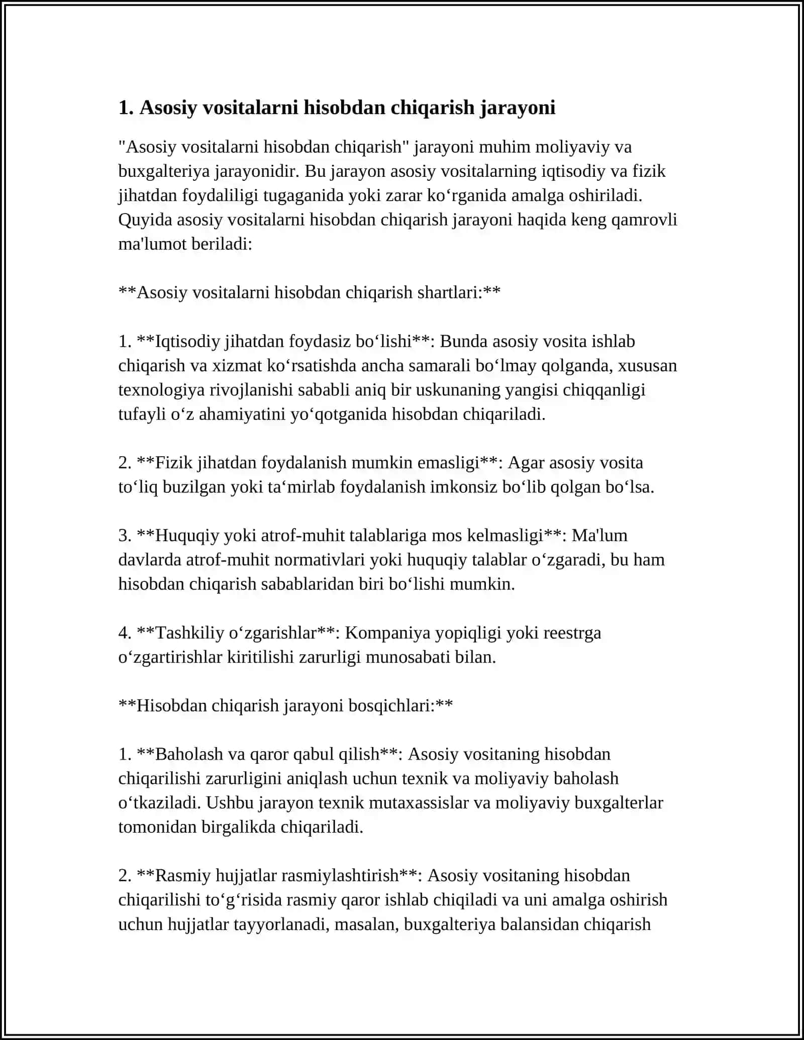 BANKLARDA ASOSIY VOSITALAR HISOBDAN CHIQARILISHI HISOBI 4