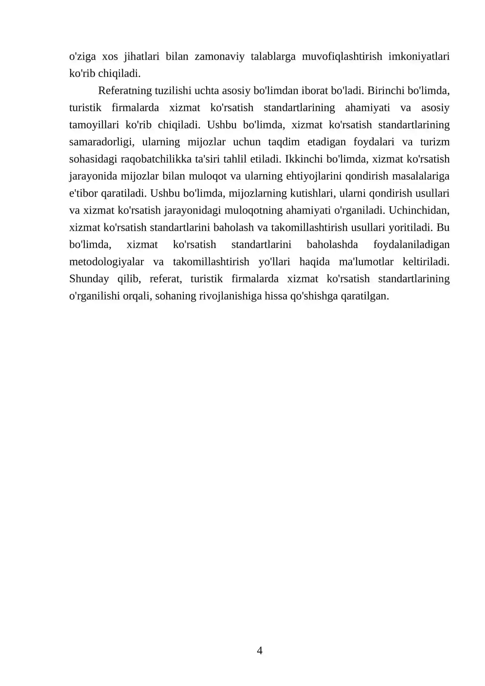 Turistik firmalarda xizmat kórsatish standartlari 4