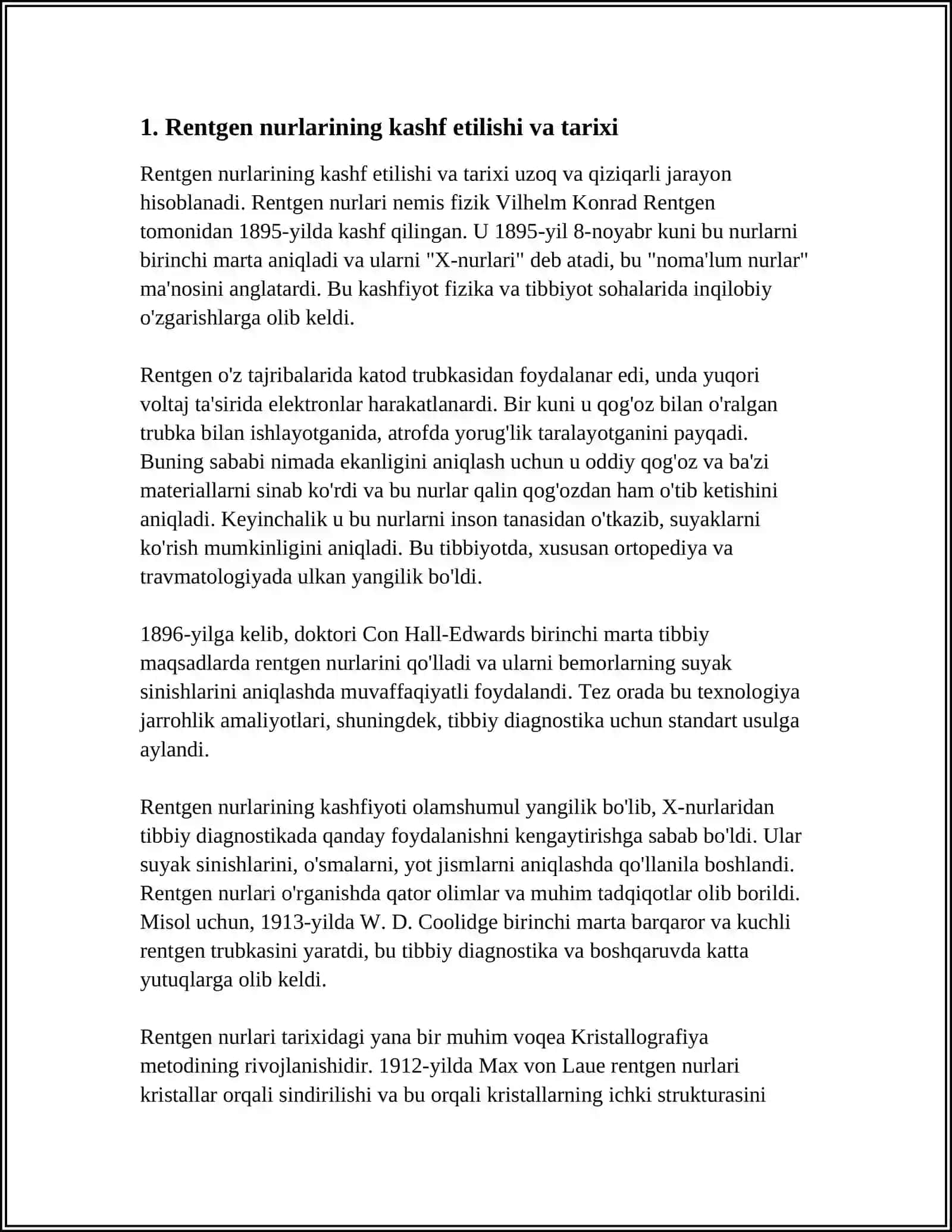 RENTGEN NURLARINI O'RGANISH TARIXI, SUYAK VA BO'G'IMLAR RIVOJLANISHINI RENTGEN NURLARI YORDAMIDA O'RGANISH. RENTGENOANATOMIYADA YANGI TEXNOLOGIYALAR 4