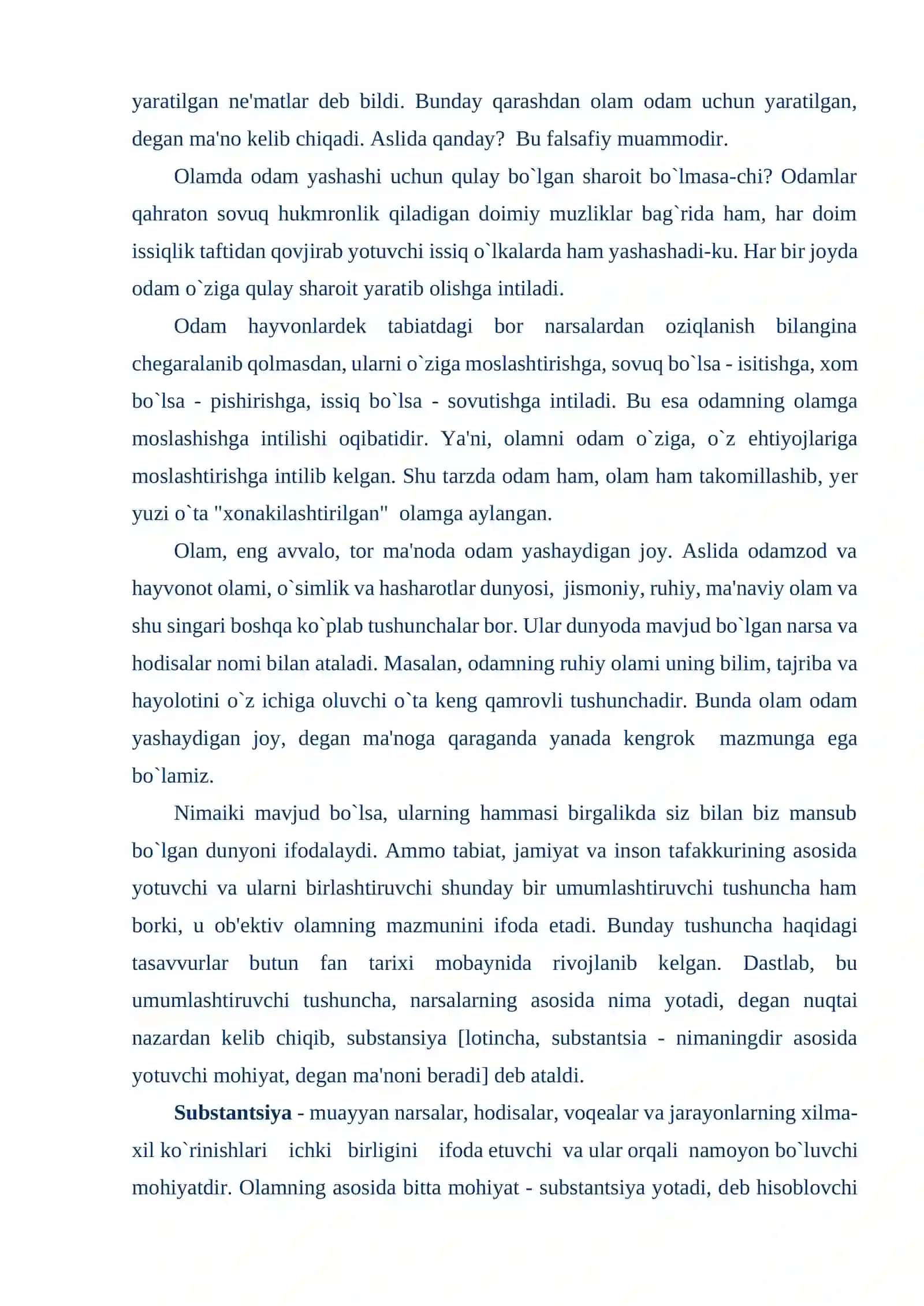 Olam va odam falsafiy talqini borliq tabiat falsafasi 4