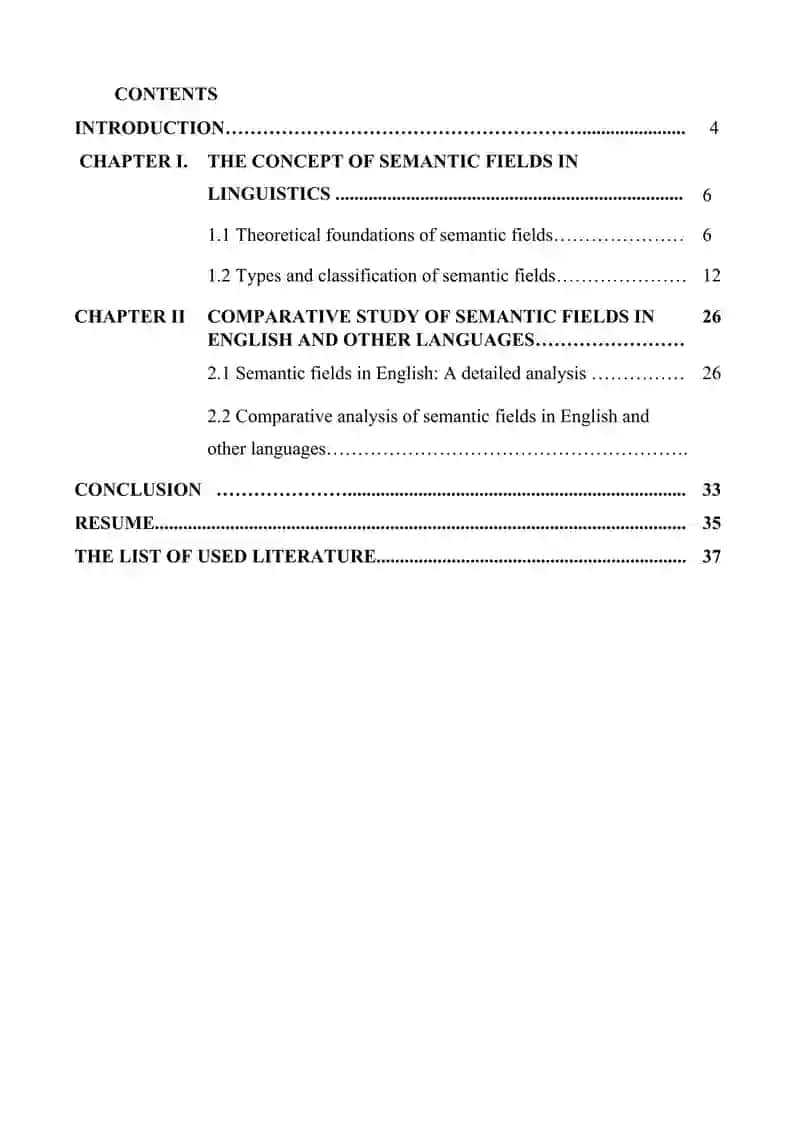Semantic fields  Comparative study 4