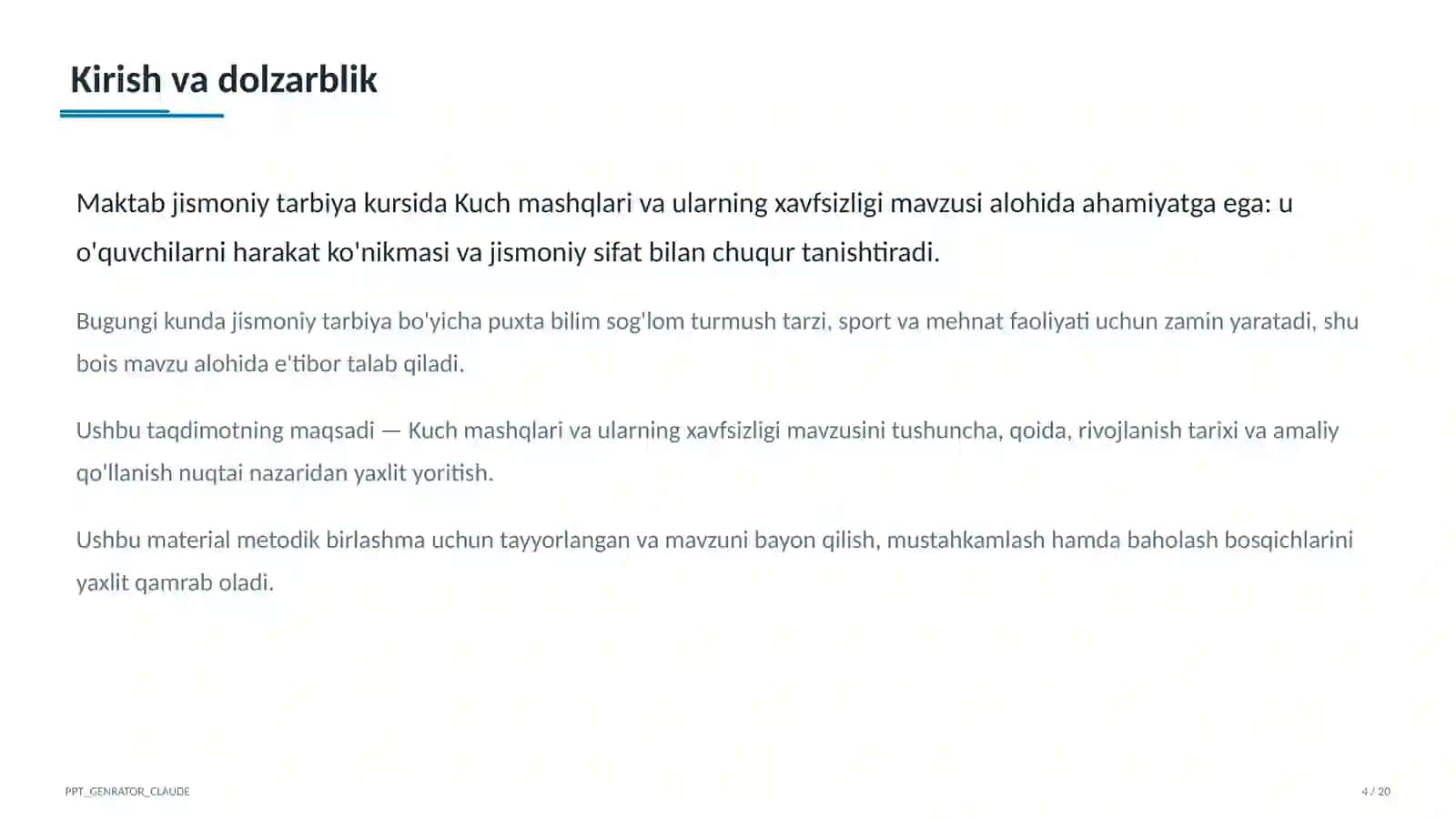 Jismoniy tarbiya (1–11) — metodik birlashma uchun 4