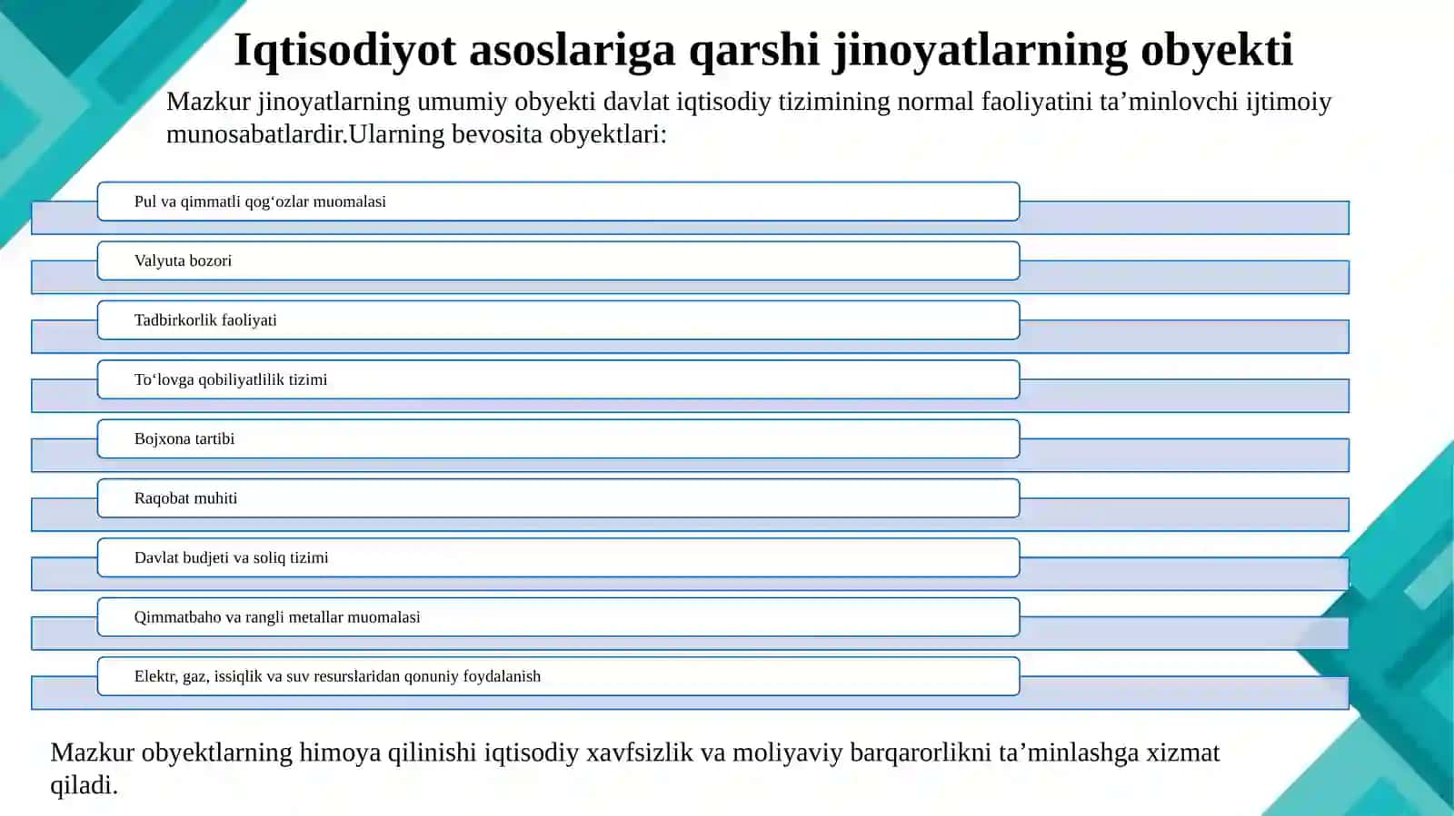 IQTISODIYOT ASOSLARIGA QARSHI JINOYATLAR 4