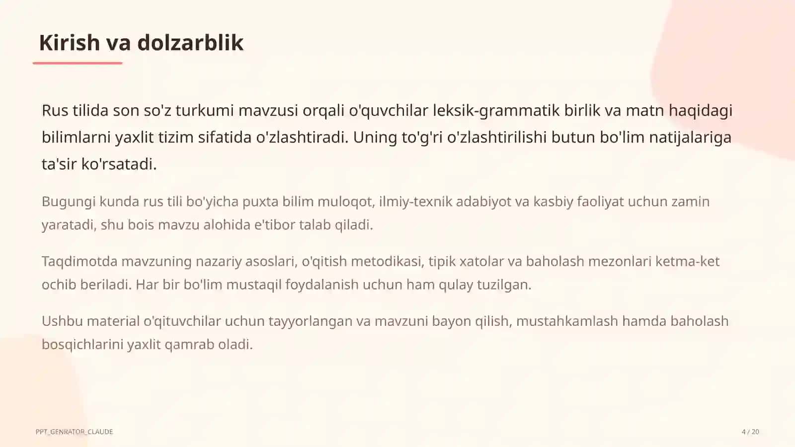 Rus tilida son so'z turkumi (6-sinf) 4