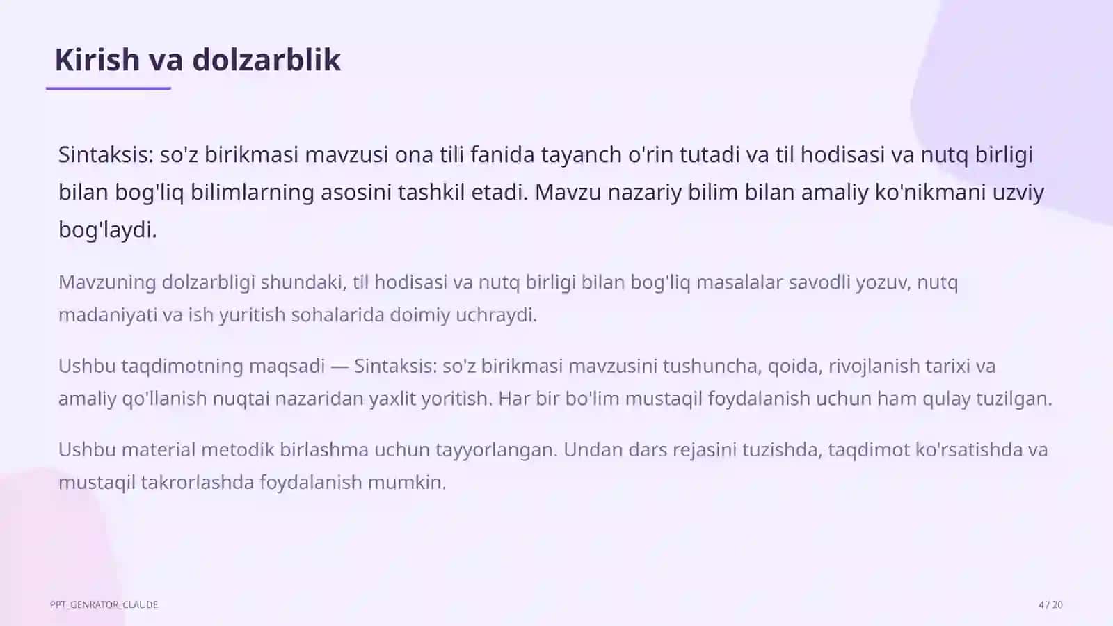 Sintaksis: so'z birikmasi (8-sinf) 4